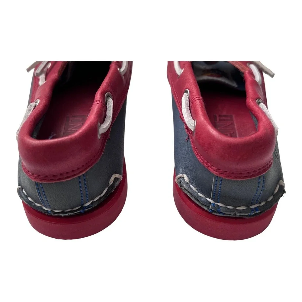 KU Jayhawks Boat Shoe Loafers by CHANT Blue & Crimson Leather‎ Womens 6.5